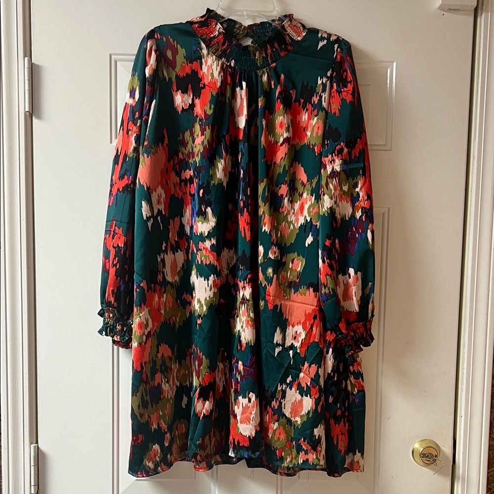 Umgee Floral Multicolor Long Sleeve Dress